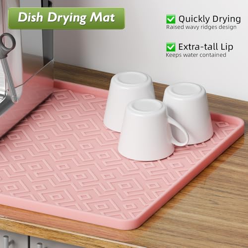 Silicone Coffee Mat with Raised Edges 17.7'' x 14.9'' (Pink / 17.7'' x 14.9'')
