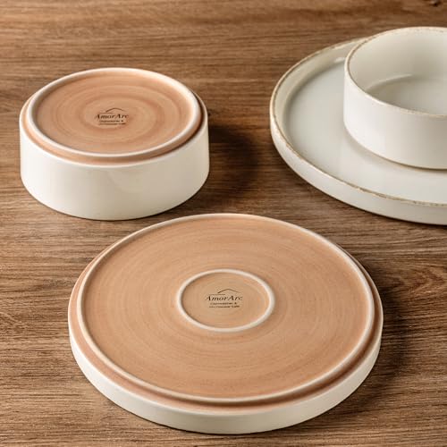 Stoneware Dinnerware Sets for 4 (Service for 4 / Beige (Handbrush Rim))