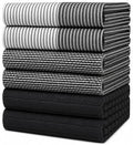 Premium Kitchen Towels 6 Pack 100% Cotton (Black / Kitchen Towels - Mixed Styles (6 Pack))