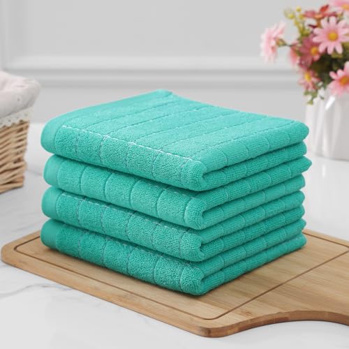 100% Cotton Terry Kitchen Towels (Turquoise / 13 X 28 - 8 Pack)