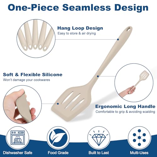 Silicone Cooking Utensil Set of 7 (Khaki)