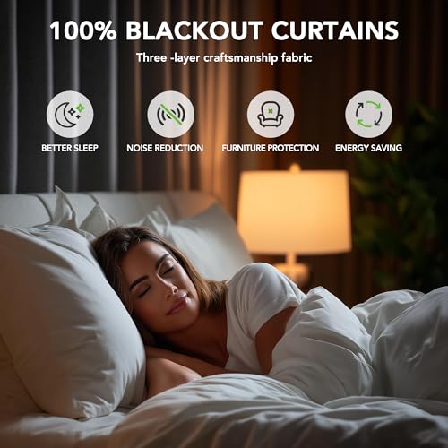 Faux Linen 100% Blackout Curtains with Hidden Tabs & Pleat Tape (Grey/100% Blackout / 50"W x 108"L (Pack of 2))
