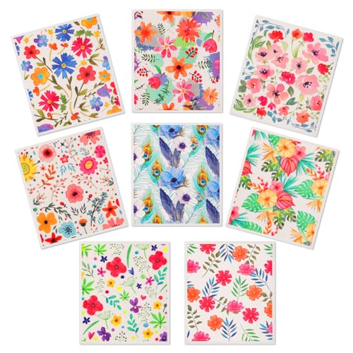 Swedish Dishcloths for Kitchen Dishes (8 Pack-colorful Florals)