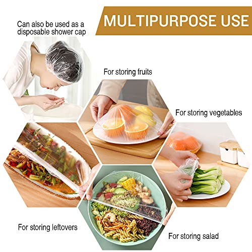 200 Plastic Bowl Covers Bread Proofing Stretch Food Covers (200 PCS - Regular - Clear)