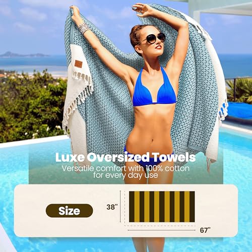 Gold CASE Turkish Beach Towel Set of 4 (Black / 67x38"-Helen)