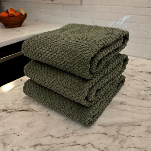 Olive Green Kitchen Hand Dish Towels (Olive Textured)
