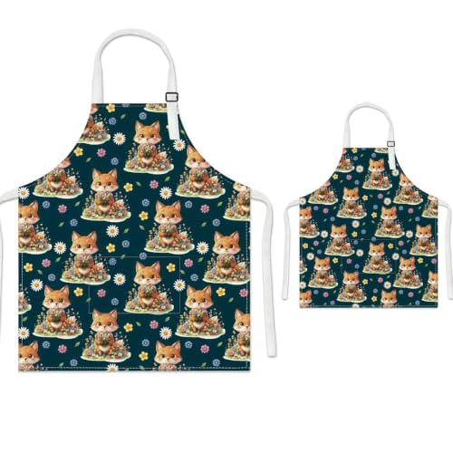 Parent Child Matching Aprons with Pocket (Black Fox)