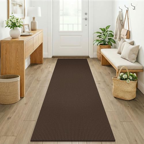 Woven 2x7 Washable Kitchen Runner Rug (Brown/Dark Brown / 2' x 7' (Runner))