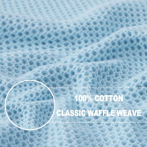 100% Cotton Waffle Weave Kitchen Dish Cloths 12 (Sky Blue / 12 X 12 - 12 Pack)