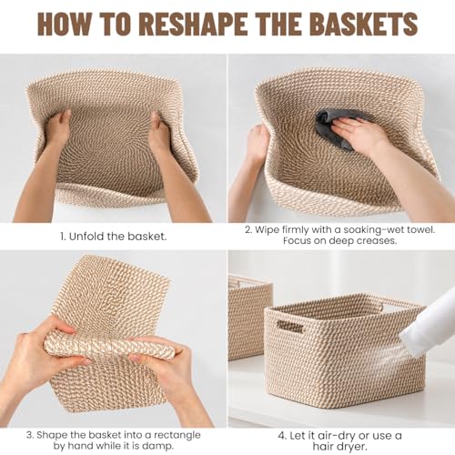 5 Pack Woven Storage Baskets (Khaki)