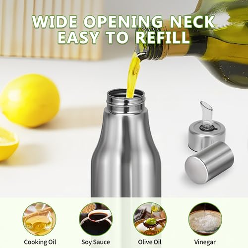 Stainless Steel Oil Dispenser Bottle (Silve / 16.9 Ounces)