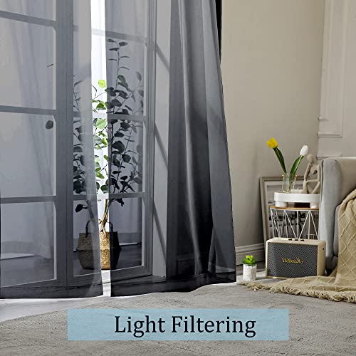 Black Sheer Curtains (Black / 42"W x 78"L (Pack of 2))