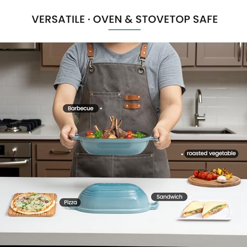 Enameled Cast Iron Dutch Oven for Sourdough Bread Baking (Ocean Blue)