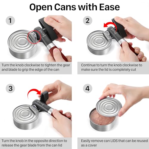 Can Opener Manual Side Safe Cut Can Opener Smooth Edge (Red)