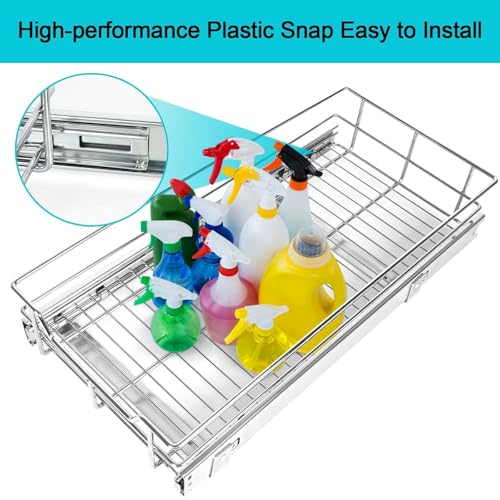 Pull Out Cabinet Organizer 11" W X 17" D (1 Tier - Chrome-Plated / 11" W X 17" D)
