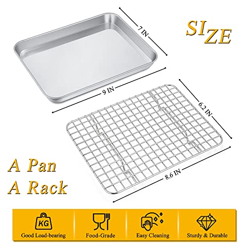 9 Inch Toaster Oven Pan Tray with Wire Rack (9 Inch)