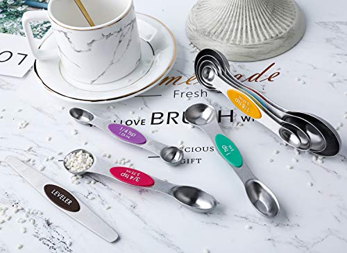 Magnetic Measuring Spoons Set Stainless Steel Dual Sided Measuring Spoons (Color)