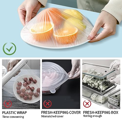 200pcs Colorful Plastic Bowl Covers Dish Cover Food Cover (Color-200pcs / Red+Yellow+Blue)