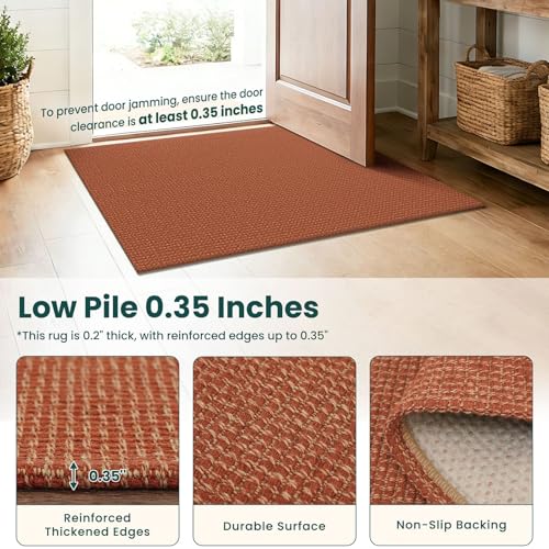 Orange 3x7 Washable Kitchen Runner Rug (Burnt Orange/Tan / 3' x 7' (Runner))