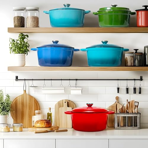 5QT Enameled Cast Iron Bread Oven with Proofing Basket for Bread Baking (Blue / 5 QT (Bread Pan))