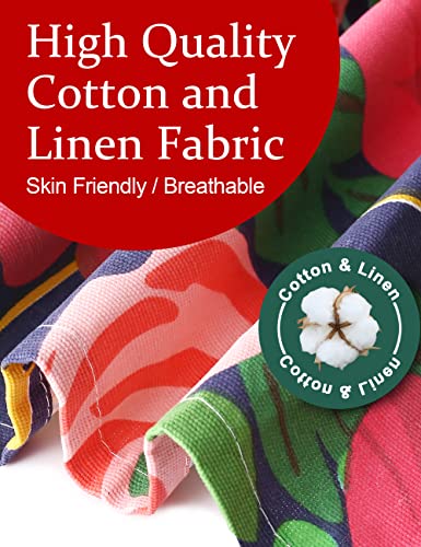 Cozy Adjustable Cross Back Aprons for Women with Pockets Cotton Linen Cooking Kitchen Baking Red Tulips (Red Tulips)