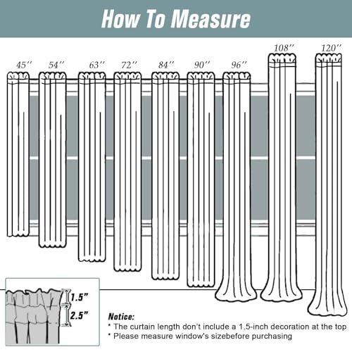 Window Sheer Curtains 54 inch Length (42"W x 54"L (Pack of 2) / Turquoise)