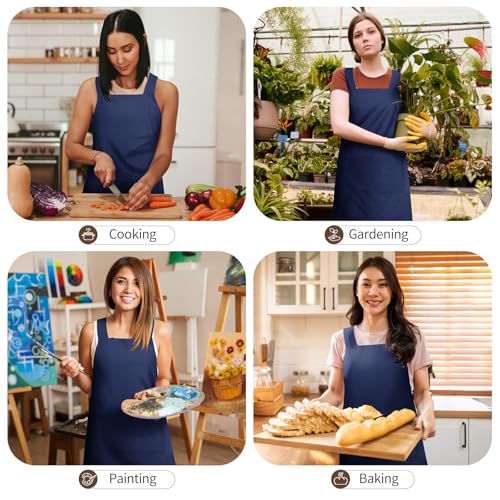 2 Pack Japanese Apron with Pockets (Navy Blue)