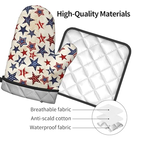 Patriotic Stars Oven Mitts (Rustic Usa Flag Stars)