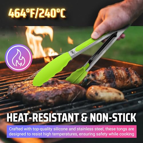 Kitchen Tongs for Cooking Grilling Set of 4 (Multicolor)