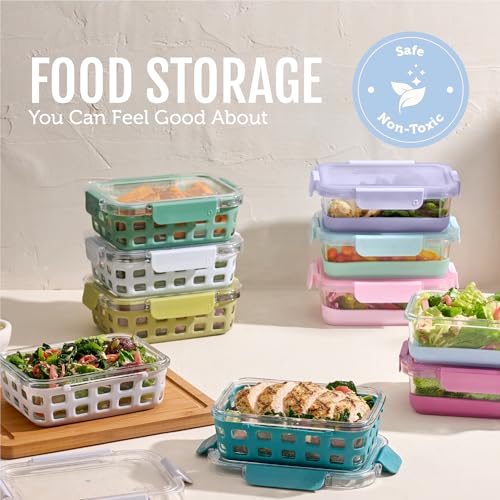 Duraglass Refresh 3.4 Cup Meal Prep Containers (Halogen Blue with Boot / 3.4 Cup)