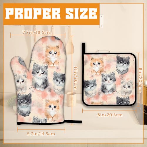 Cute Cat Oven Mitts and Pot Holders (Cute Cat)