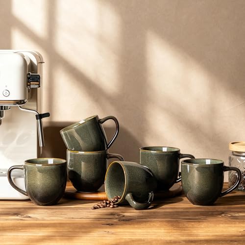 Ceramic Coffee Mugs Set of 6 (Olive Green / 12 OZ (Set of 6))