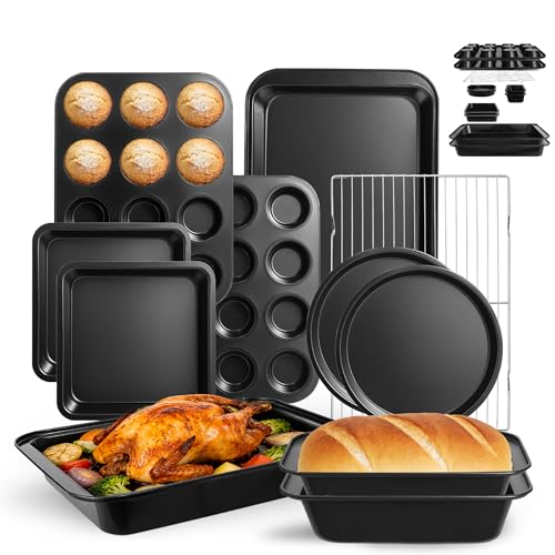 11 Piece Nonstick Baking Pans Set (Black)