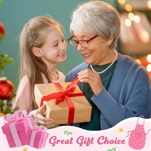 R HORSE 2Pcs Adults Kids Matching Apron Set (Pink Grandma)