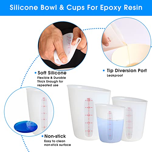 Food Grade Silicone Measuring Cups Flexible for Chocolate Melting ML (4 PCS)