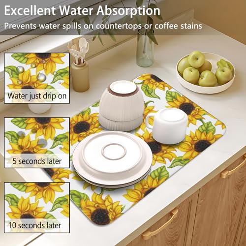 Dish Drying Mat 2 (Sunflower-3 / 2-Pack)