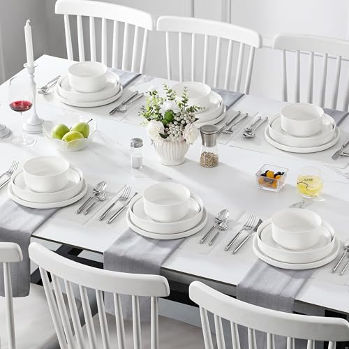 24 Pieces Porcelain Dinnerware Set (Ivory White / 24 Piece (Service for 6))