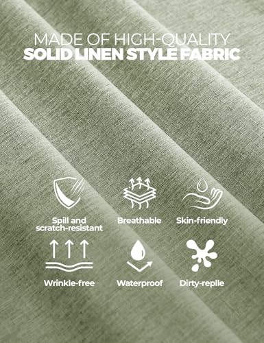 Faux Linen Sage Green Table Cloths for 4 Ft Rectangle Tables (Sage Green / 84" x 60"-6 Pack)