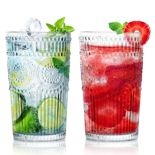 6pcs Vintage Drinking Glasses Set (Clear)