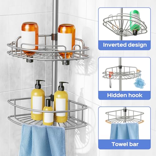 Shower Caddy Tension Pole (Silver Gray)