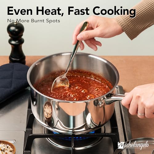 Stainless Steel Saucepan Set with Lids 1QT & 2QT & 3QT (1 quart + 2 quarts + 3 quarts)