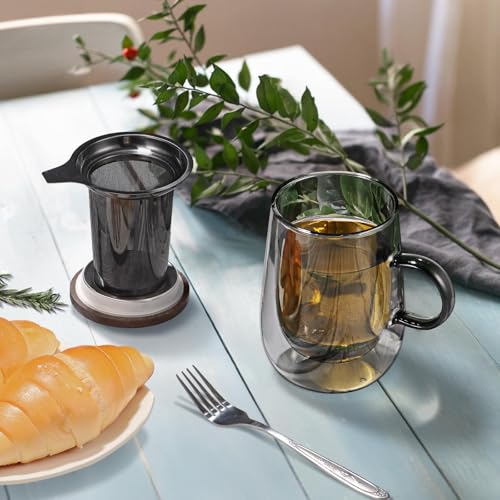Tea Infuser Mug 14.5oz Double (Type 2 Black)