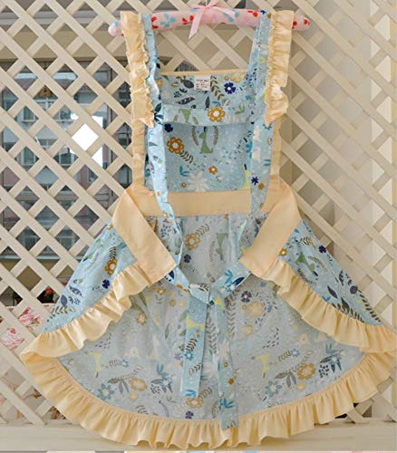 Womens Cooking Baking Apron (Pale Blue Yell)