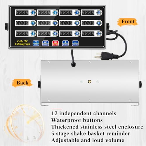 1 Pack Commercial Digital Kitchen Timer for Cooking (12 Channel)