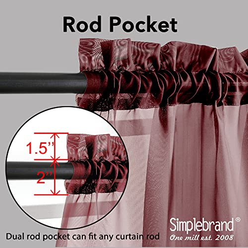 Red Sheer Panles 72 Inches Long 2 Panels for Living Room (Burgundy / 42"W x 72"L (Pack of 2))