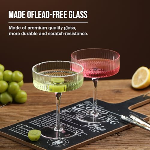 4 Pcs Ribbed Coupe Glasses (4 pcs)