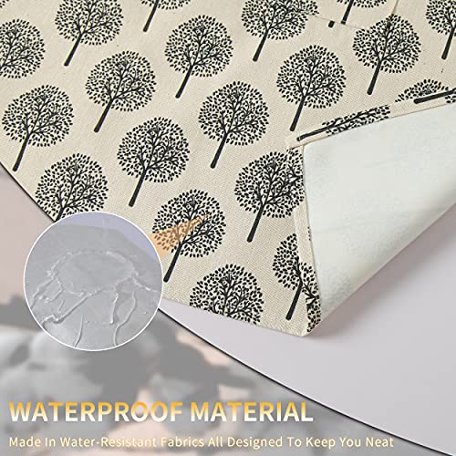 2 Pieces Cotton Linen Waterproof Bib Apron with 2 Pockets (Triangle/Tree)