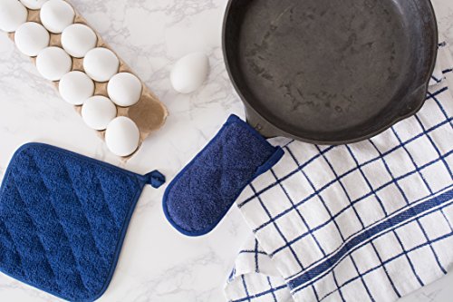 Basic Terry Collection Quilted 100% Cotton (Potholder (3 Piece) / Nautical Blue)