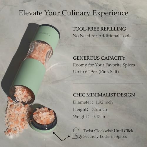 Salt and Pepper Grinder Set with Adjustable Coarseness (Set of two manual grinders / Buttercream)