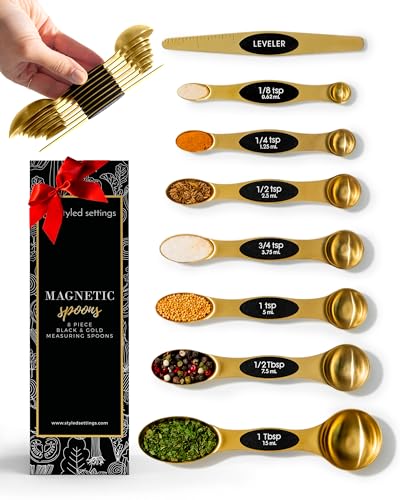 Magnetic Measuring Spoons Set (Classic / Black & Brass Gold)